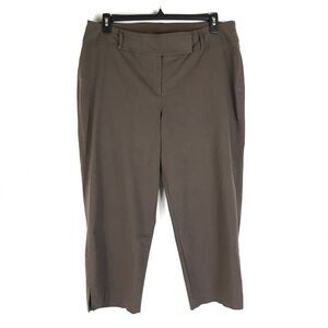 Lane Bryant Cropped High Rise Pants Women's Plus Size 18 Brown Stretch Career